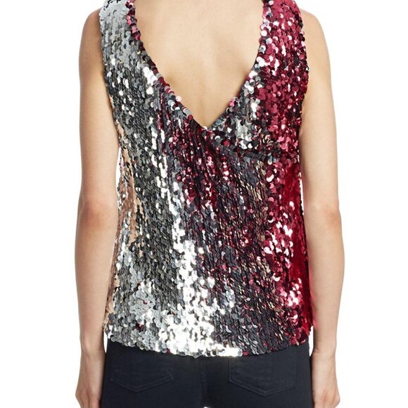 New Tanya Taylor Two Tone Sequin Gabby Top In Hot Pink NWT Size M - Picture 5 of 17